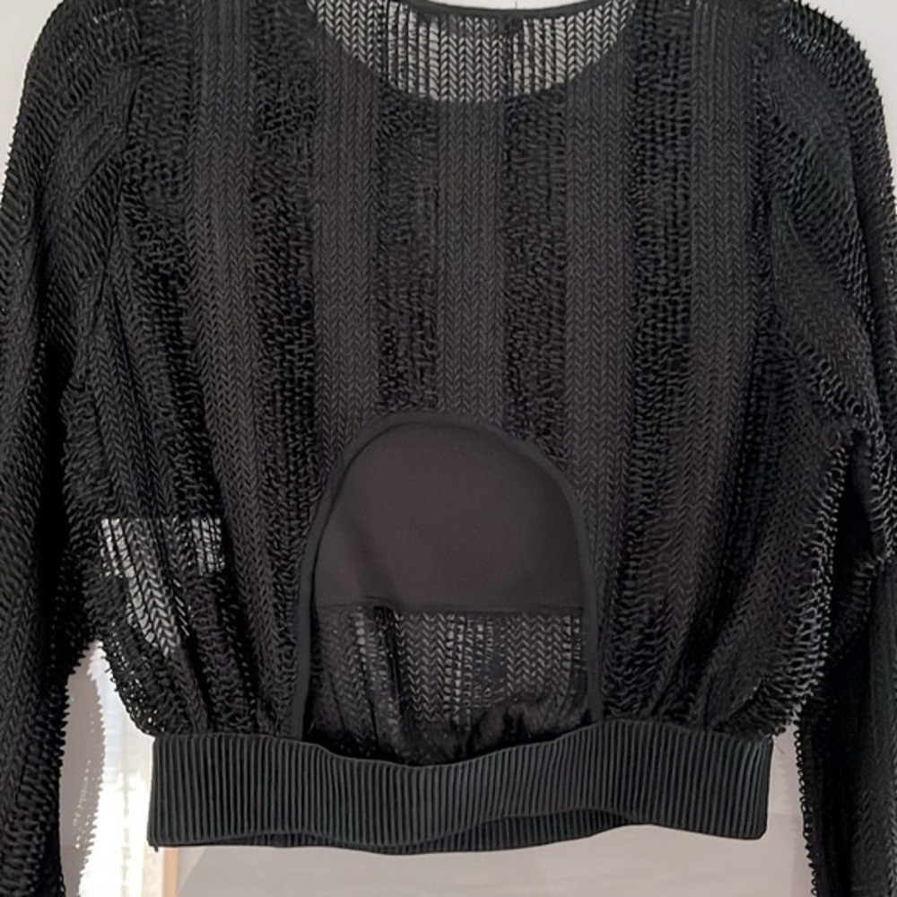 ZARA Black Cropped Long-Sleeve Top – Size M - Picture 4 of 6